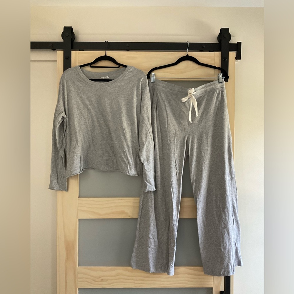 Papinelle Organic Cotton Pajama Set Gray Lounge Sleepwear Size Large - Picture 3 of 4